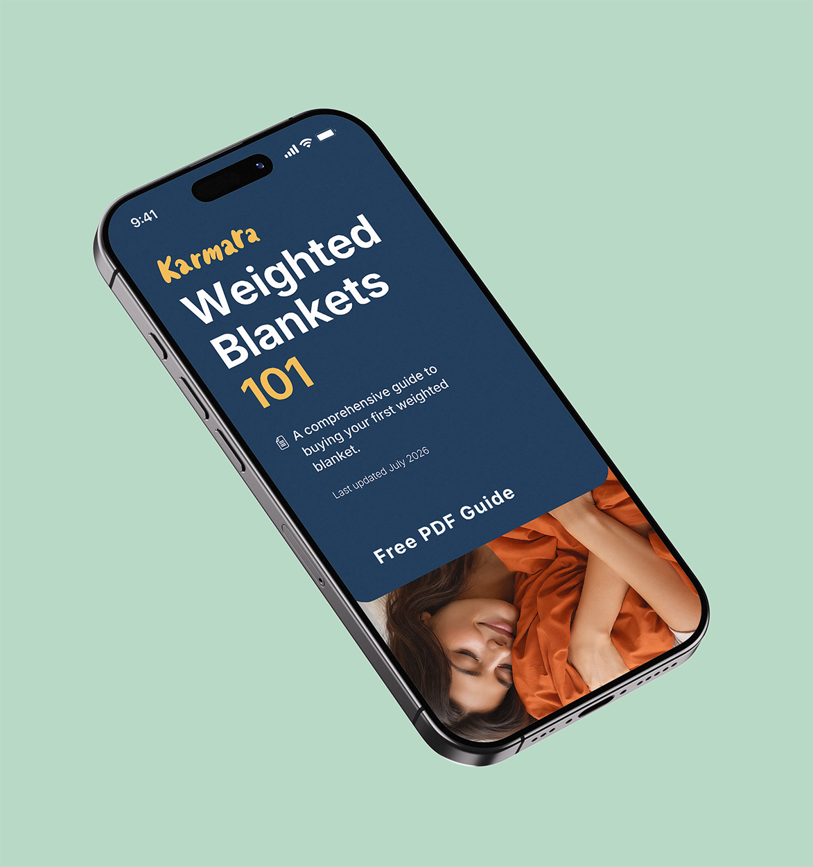 Image of a weighted blanket buying guide previewing on an iPhone