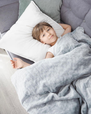 Kid in Grey Weighted Blanket